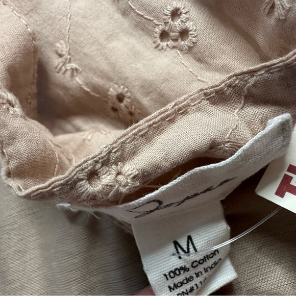 Japna eyelet crop top medium tan feminine flutter tie back girly cotton dainty - Picture 4 of 7